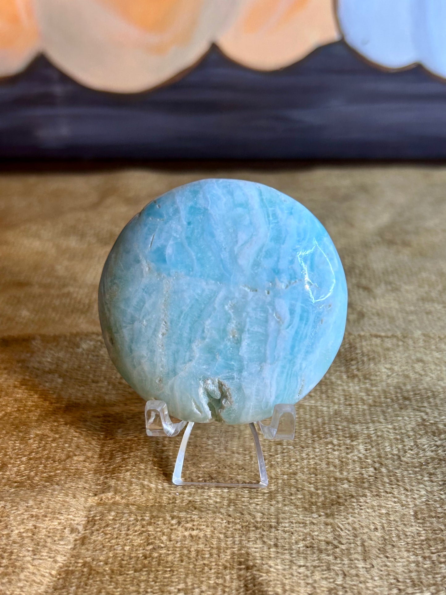 Blue Aragonite Palm Stone