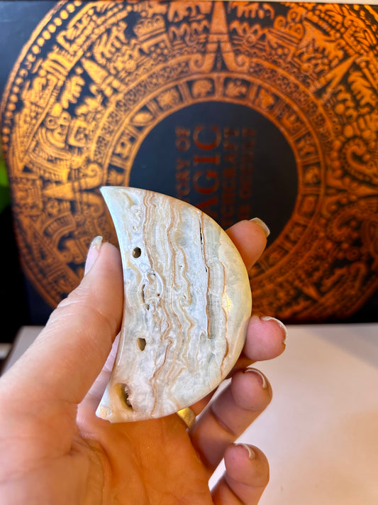 Caribbean Blue Calcite, Moon (discount, small chip)