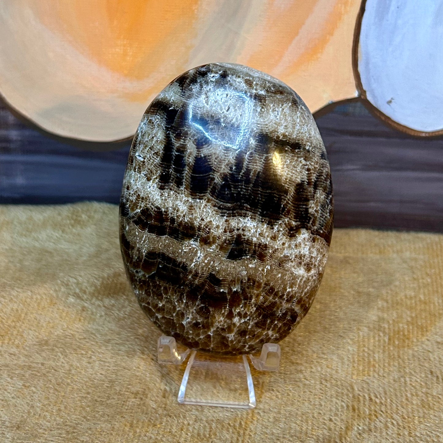 Chocolate Calcite Palm Stone