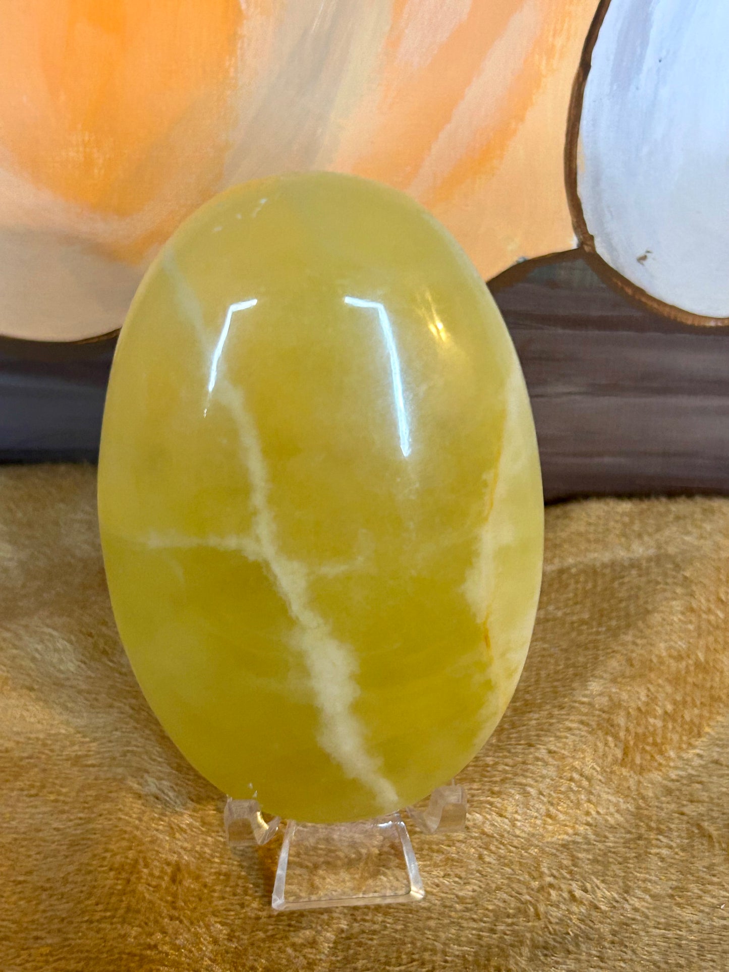 Lemon Calcite Palm Stone