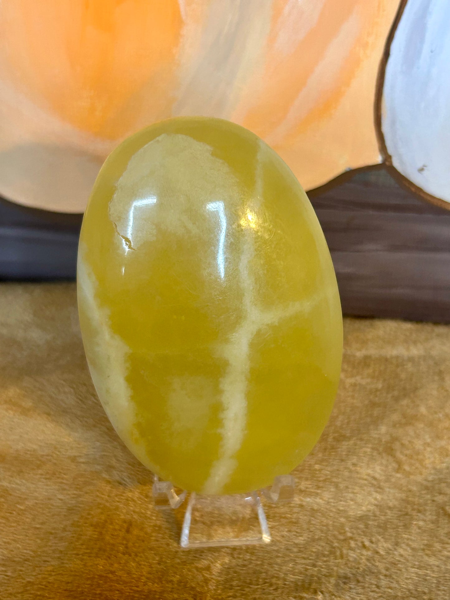 Lemon Calcite Palm Stone
