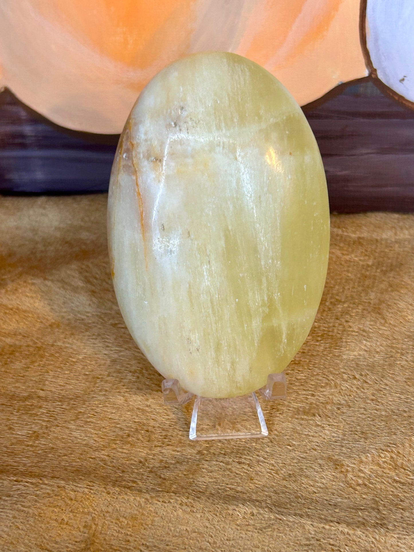 Lemon Calcite Palm Stone