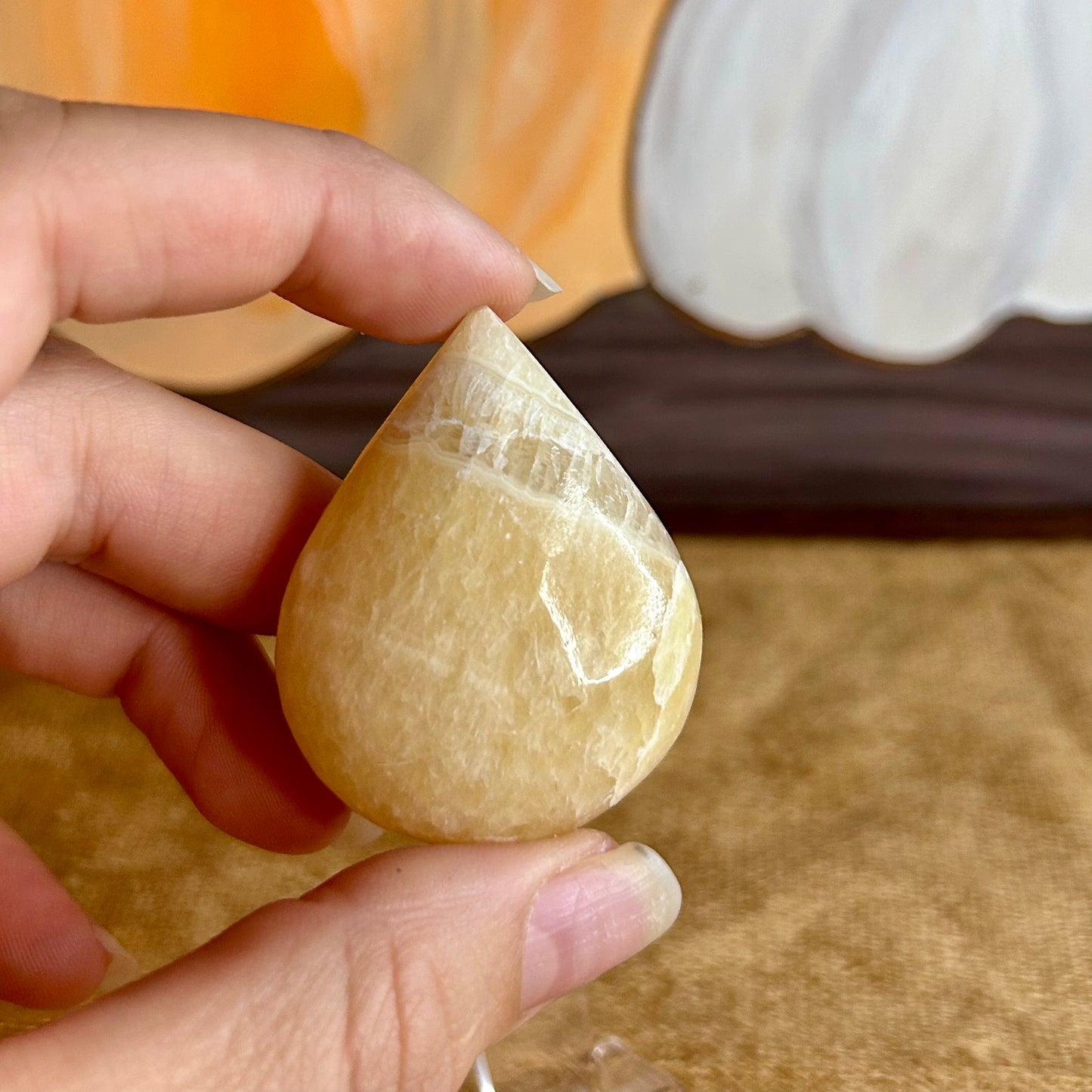 Orange Calcite Palm Stone