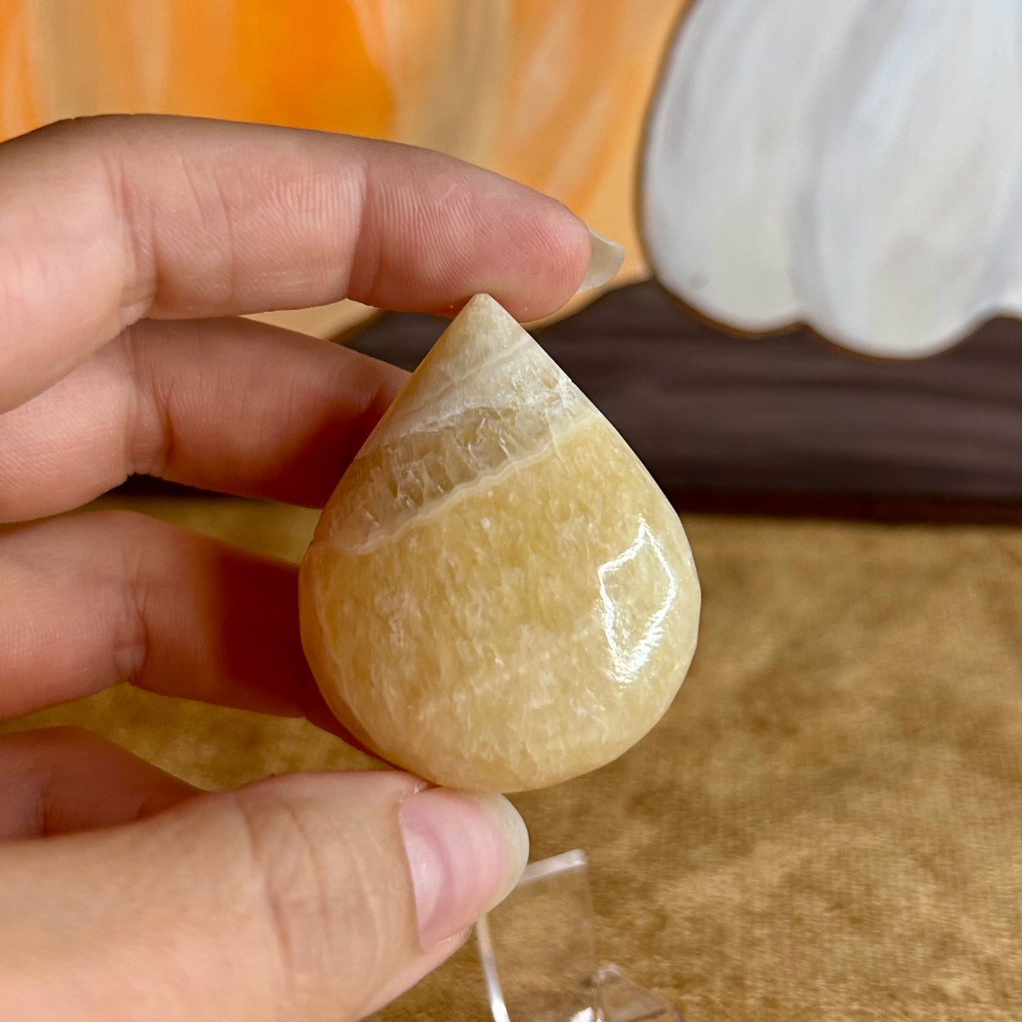 Orange Calcite Palm Stone