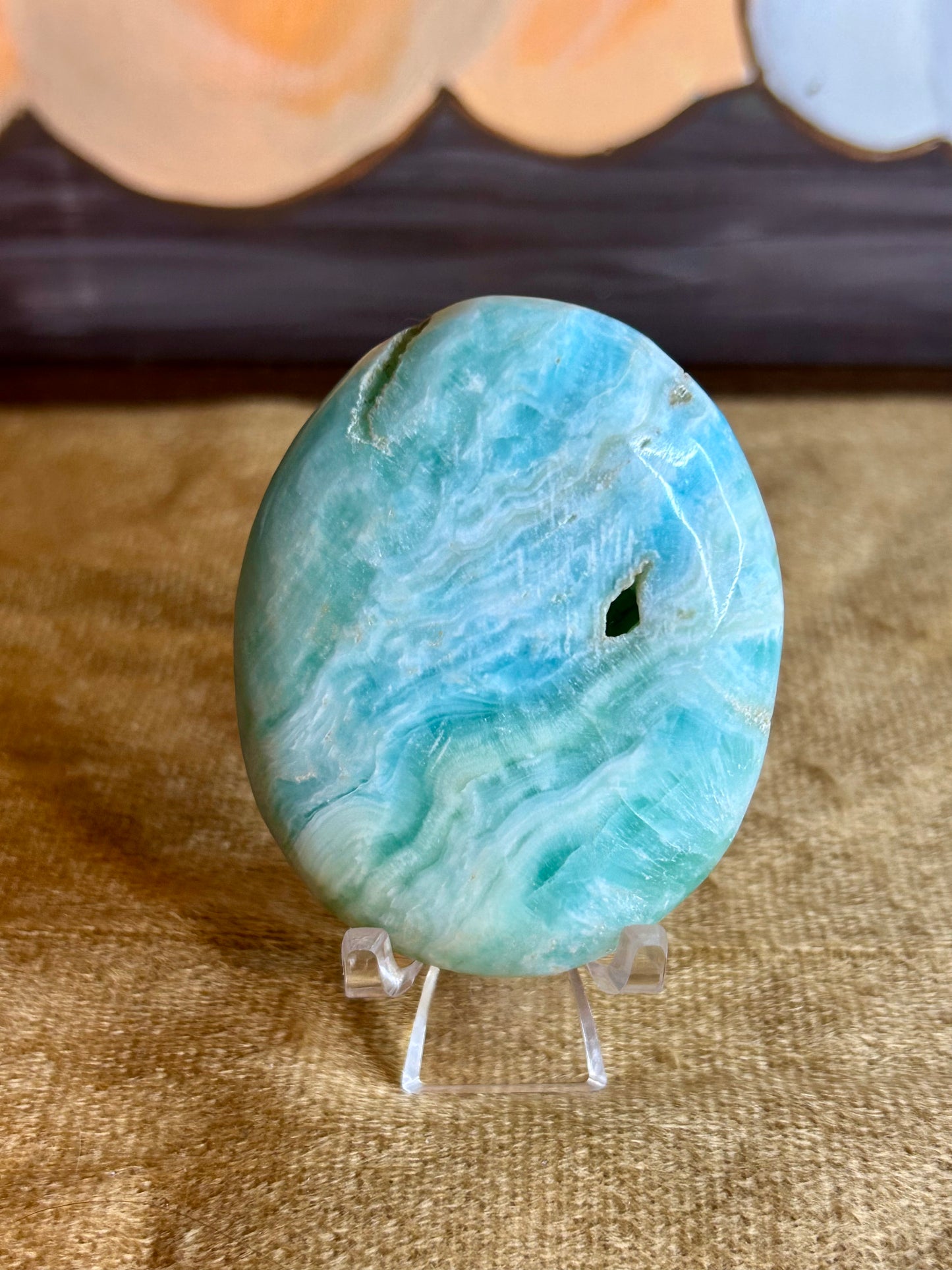 Blue Aragonite Palm Stone