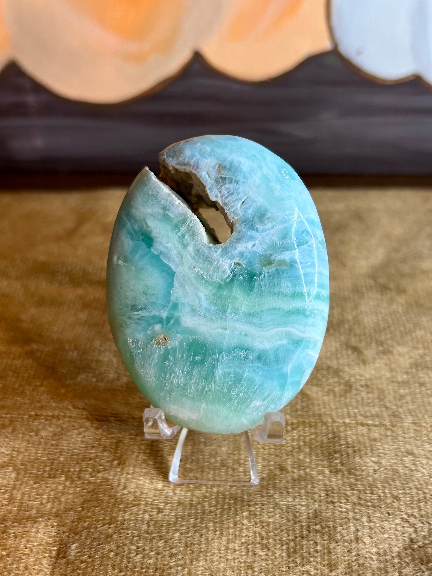 Blue Aragonite Palm Stone