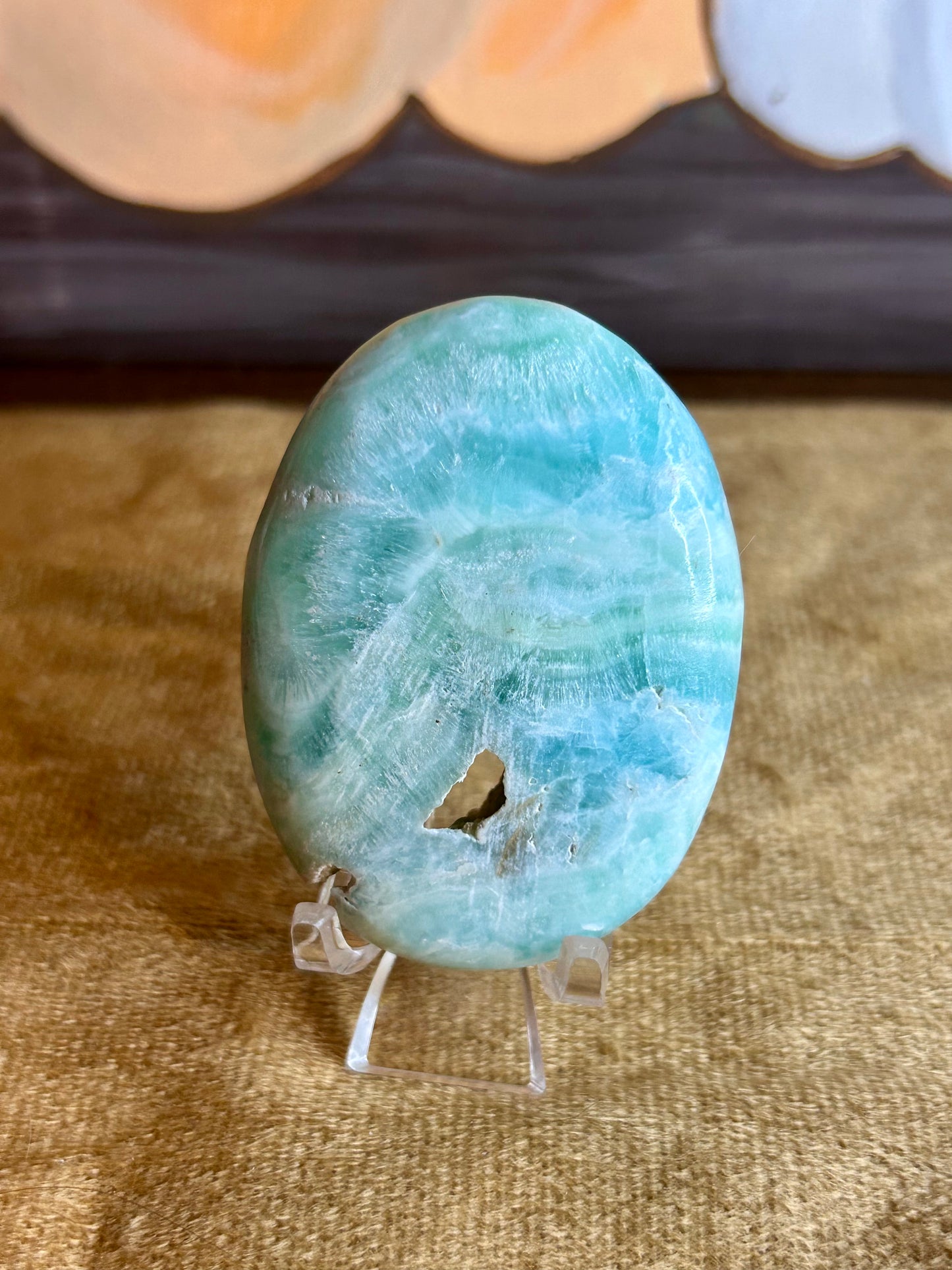 Blue Aragonite Palm Stone