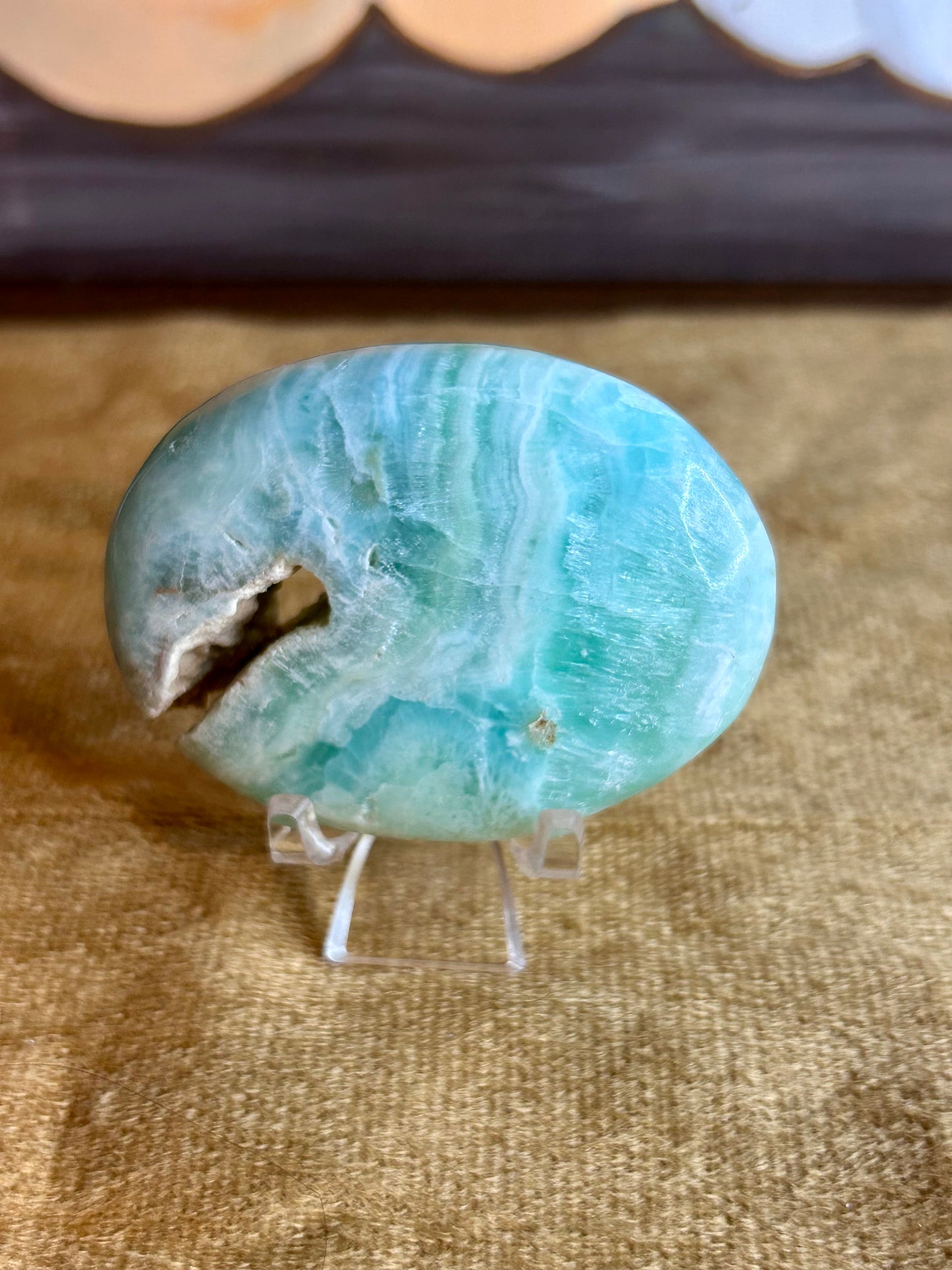 Blue Aragonite Palm Stone