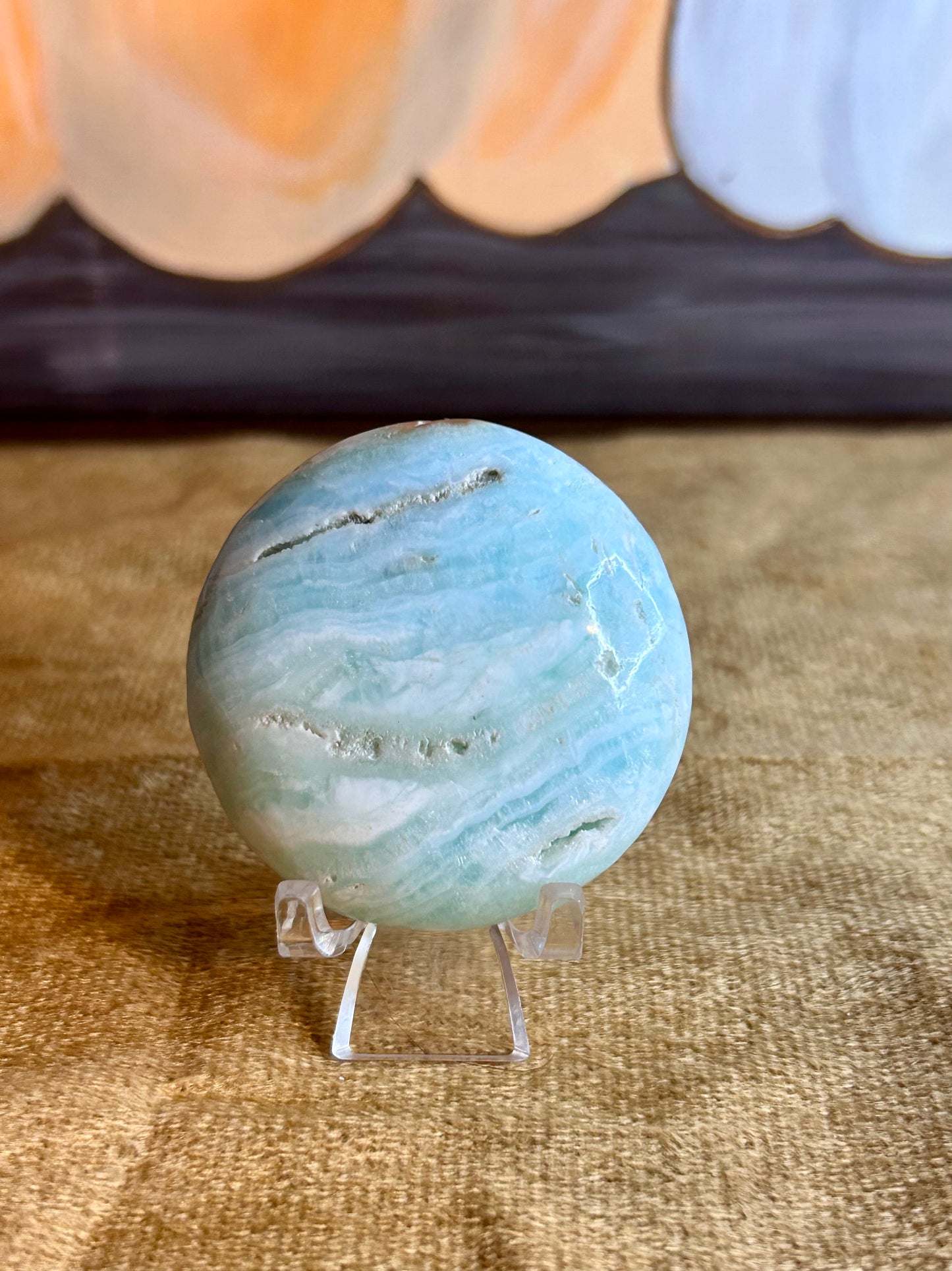 Blue Aragonite Palm Stone