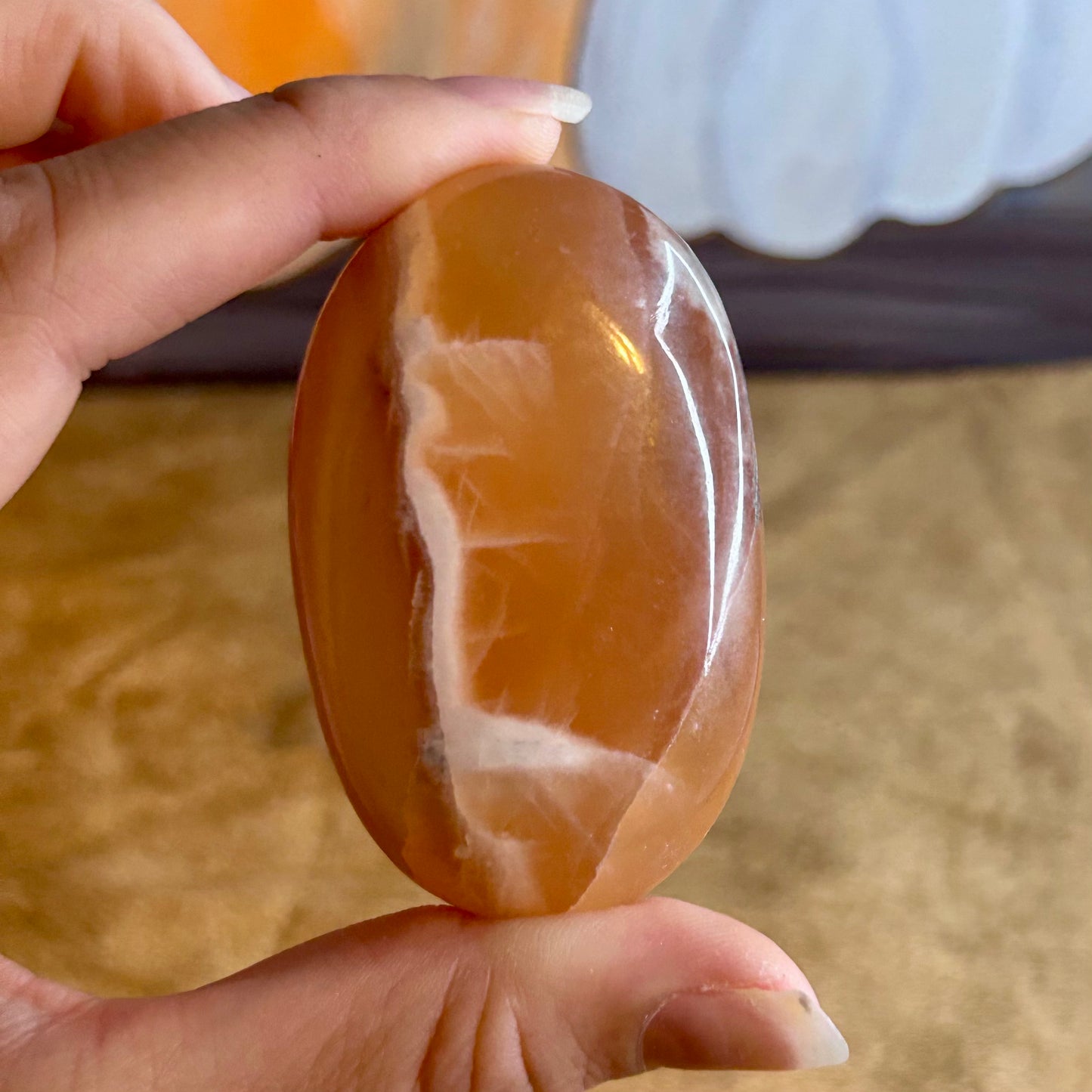 Honey Calcite, Palm Stone