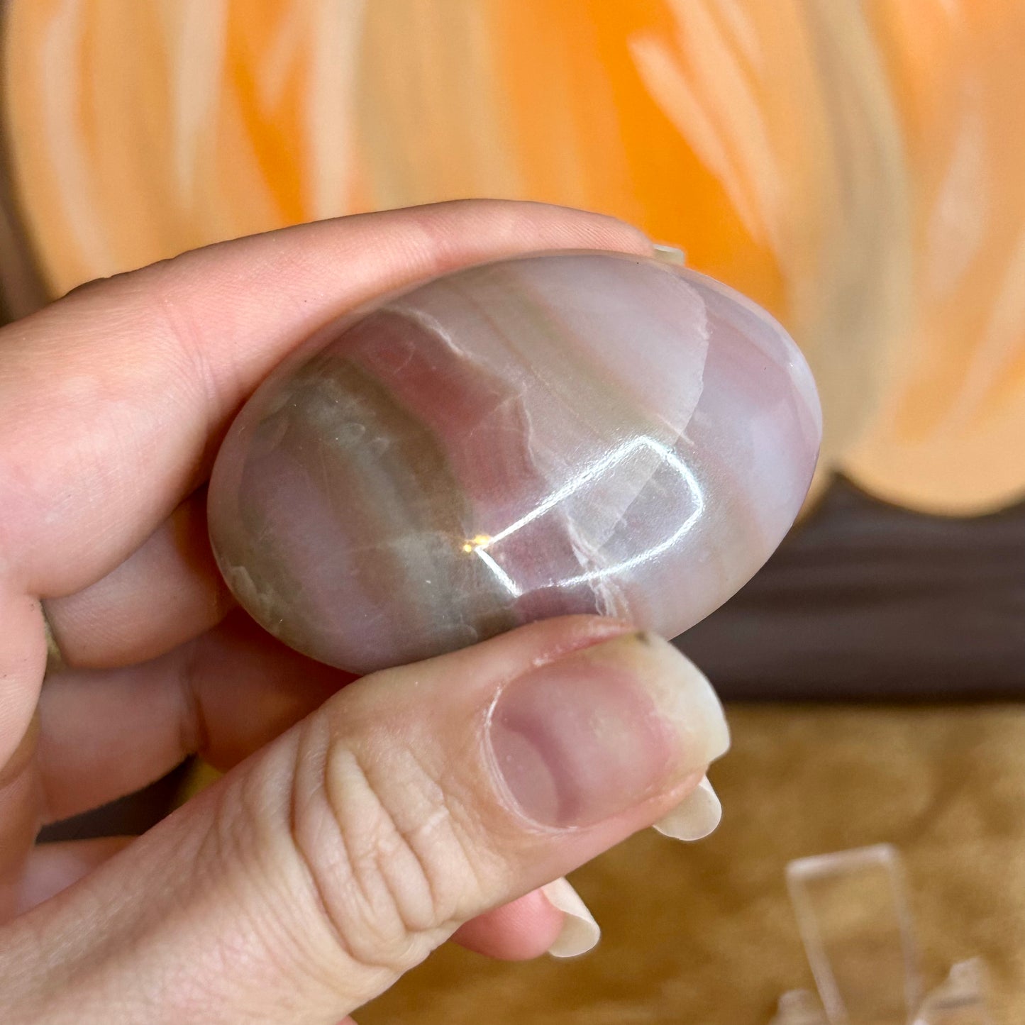 Flower Agate Palm Stone