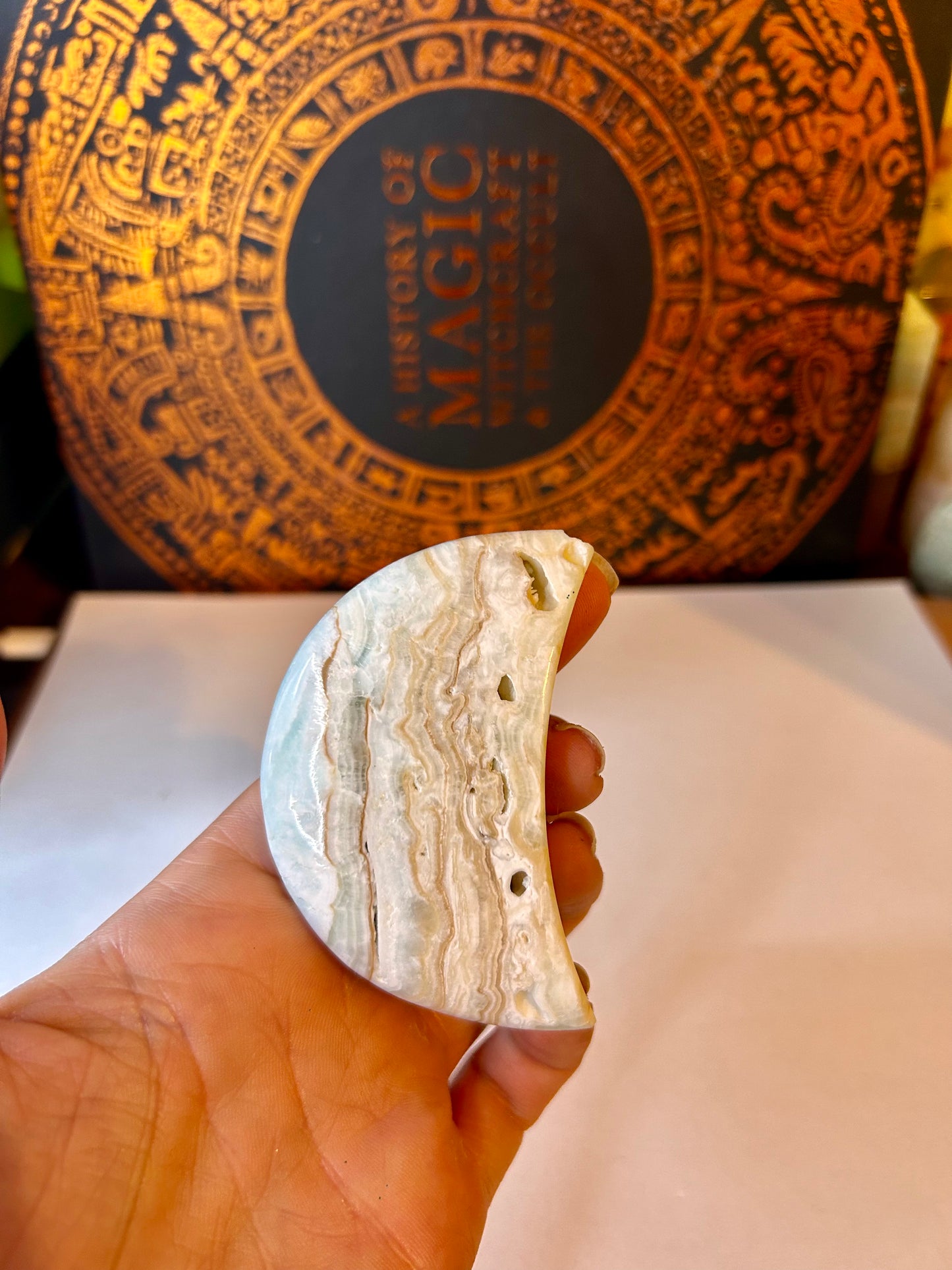 Caribbean Blue Calcite, Moon (discount, small chip)